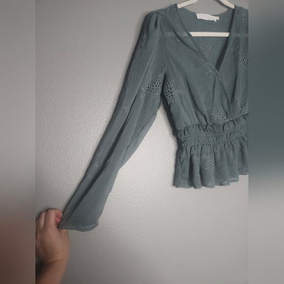 ASTR long sleeve top Peplum Blouse gray - Picture 7 of 7